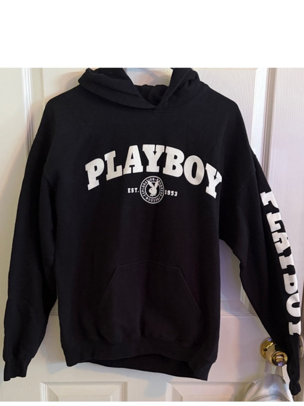 PLAYBOY Black Pullover with White Logo Print